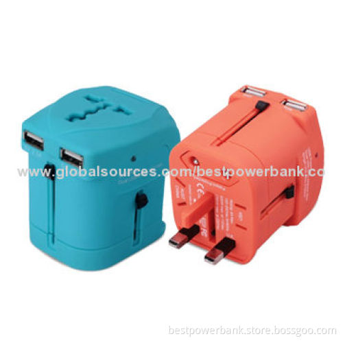 Hot sell universal worldwide mobile phone charger with dual USB port CE/RoHS/FCC/SGS approved